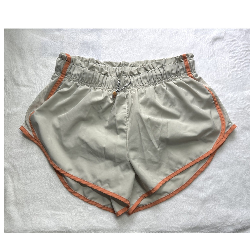 Nike Dri-FIT Running Shorts Womens Medium Gray Orange Trim Mesh Athletic Gym